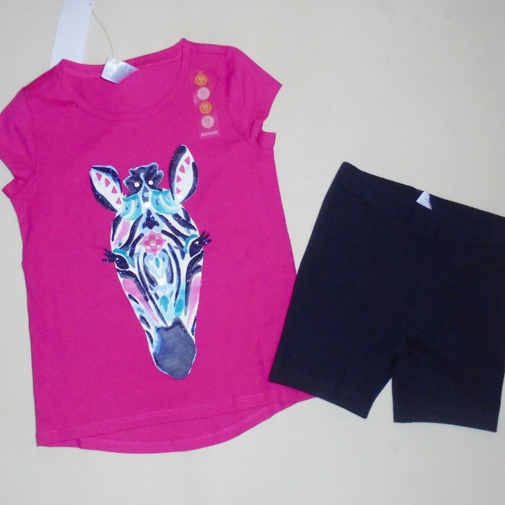 Gymboree Girls Zebra Tee Bike Shorts Sz 4 NEW